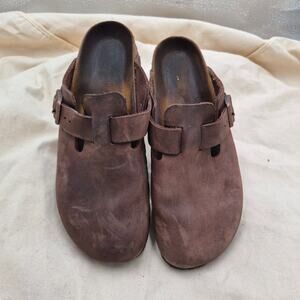 Birkenstock Dark Brown Suede Clogs